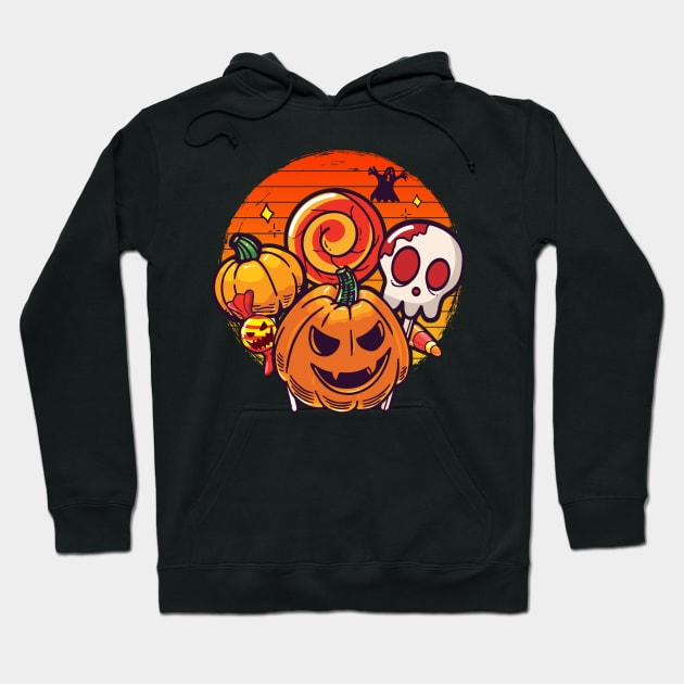 Funny Halloween Pumpkin Trick or Treat Candy Jack O Lantern Hoodie by Kali Space